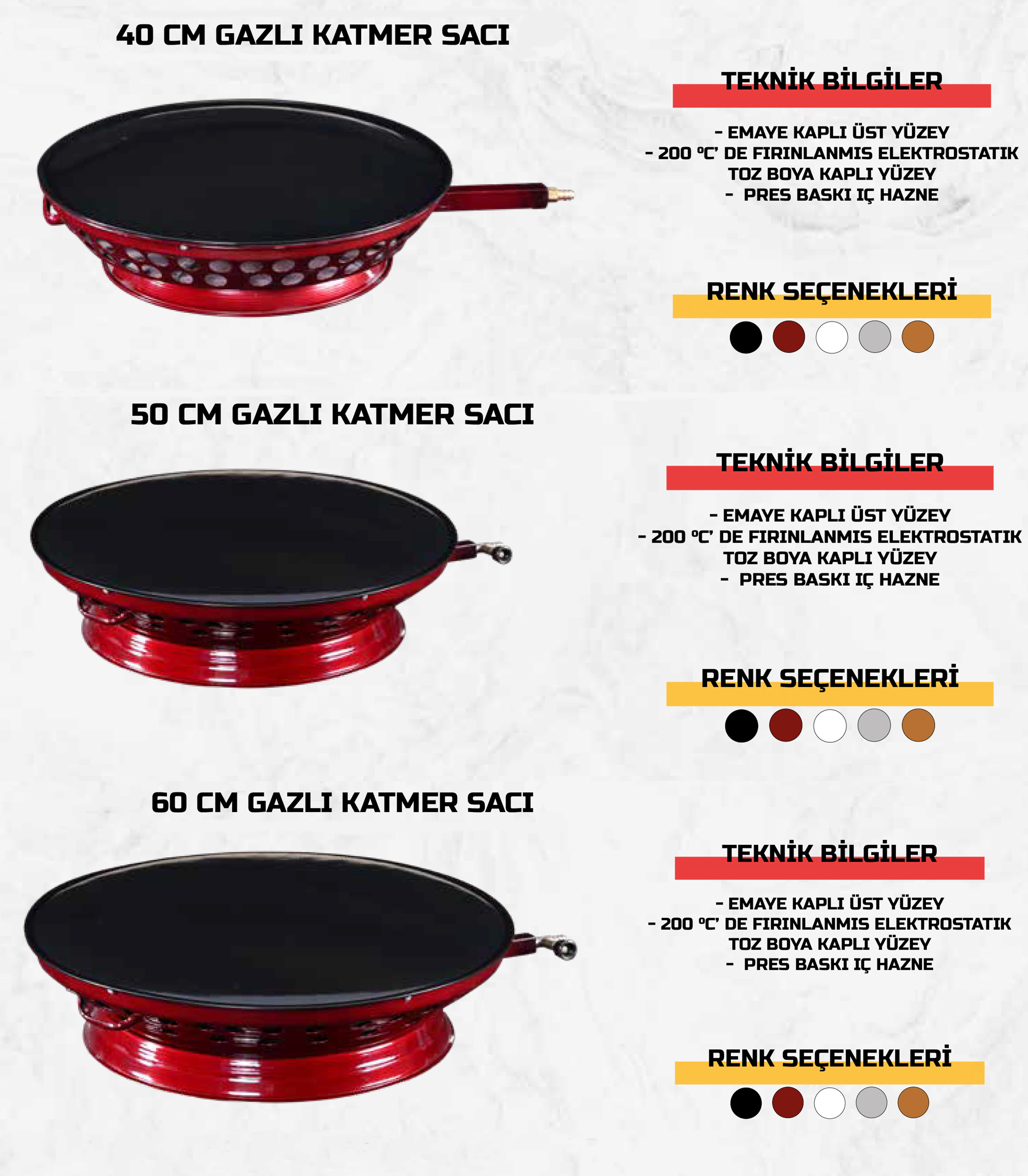 Gazlı Katmer Sacı 40 50 60 cm