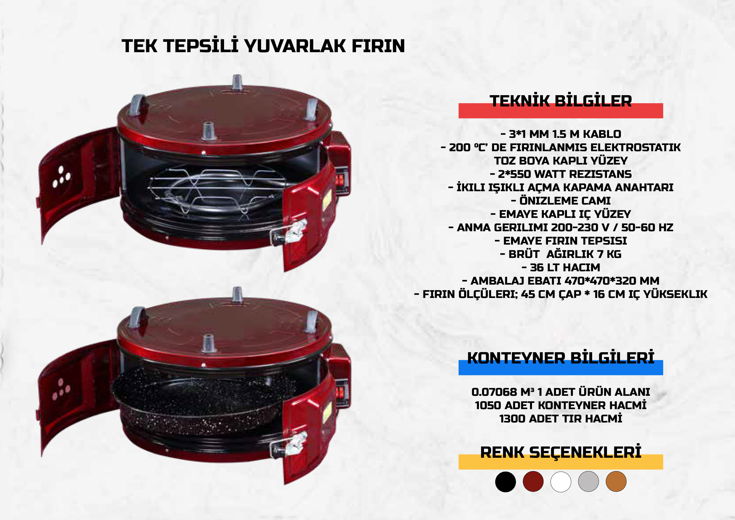 Tek Tepsİlİ Yuvarlak Fırın