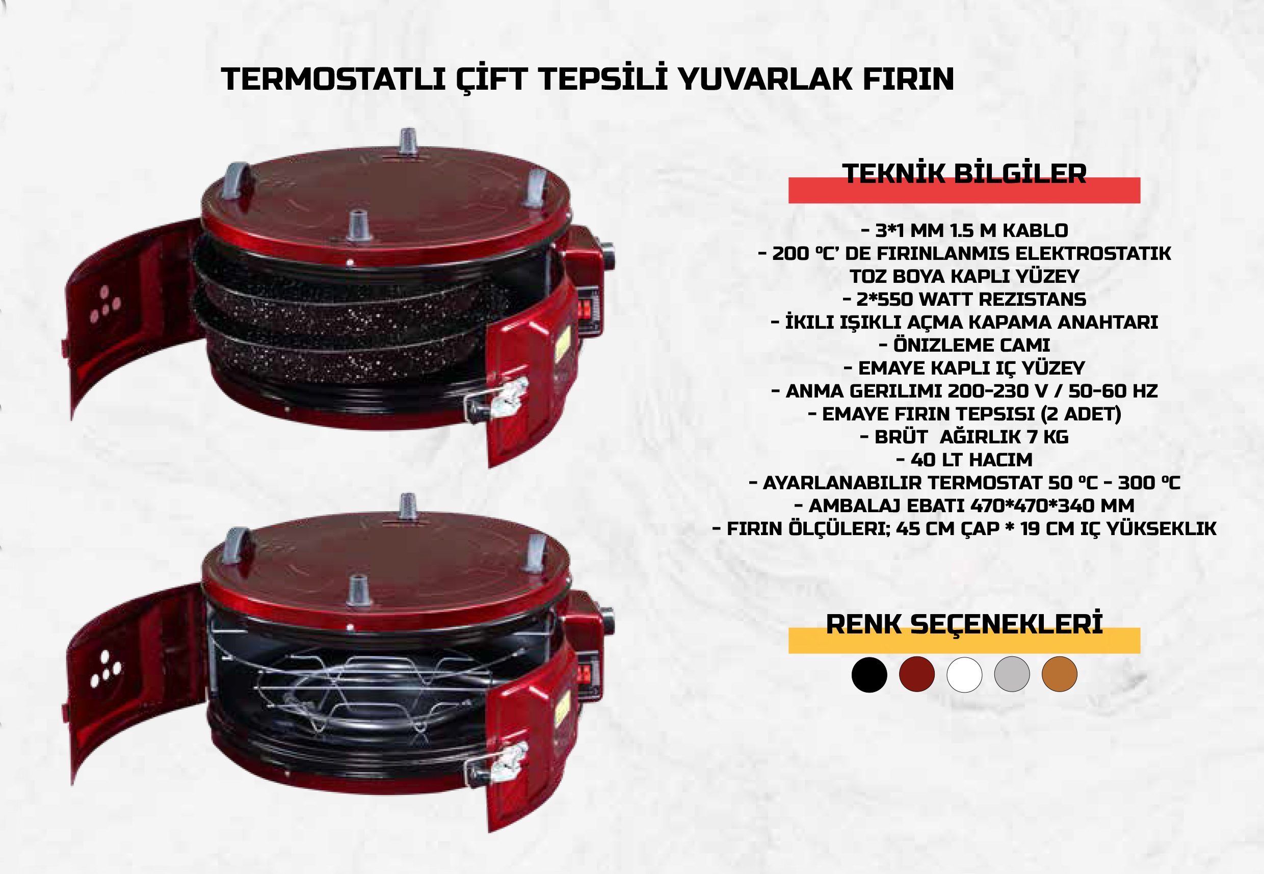Term Çİft Tepsİlİ Yuvarlak Fırın